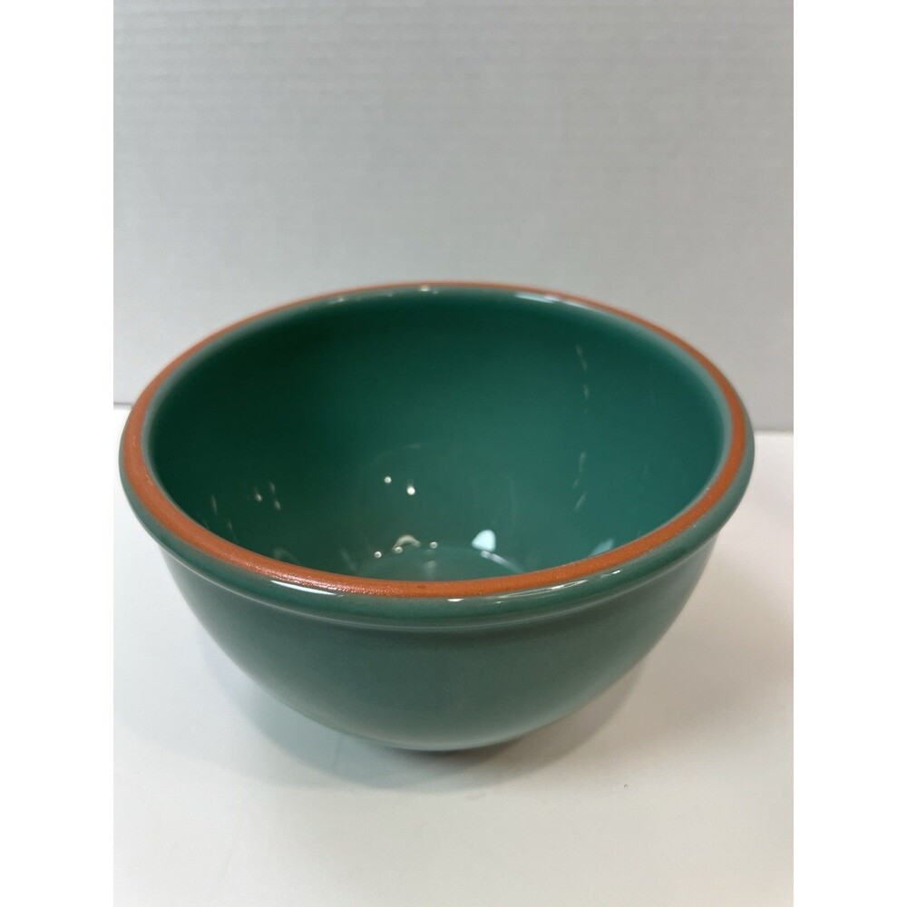 Mixing Bowl 7.5” Green Terracotta Rim Essential Home Salad Fruit Stoneware